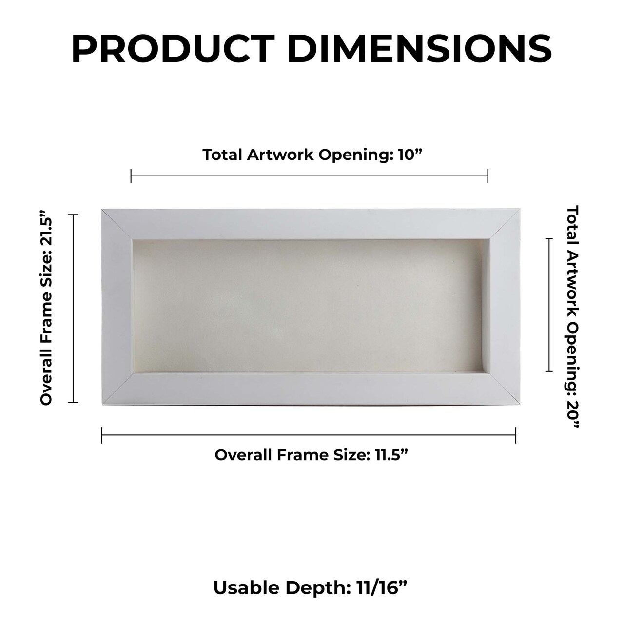 Classic White Wood Shadown Box Frame with Acrylic Front - White Suede Backing, 30 Sizes